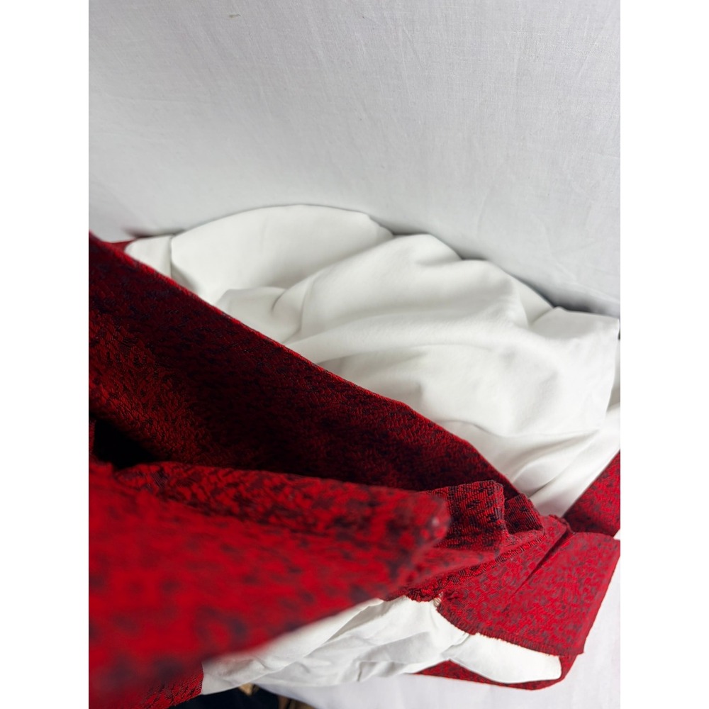 Vintage Red Black Brocade Pinch Pleat Drapery Panel Lined Curtain Made in USA - Picture 6 of 8